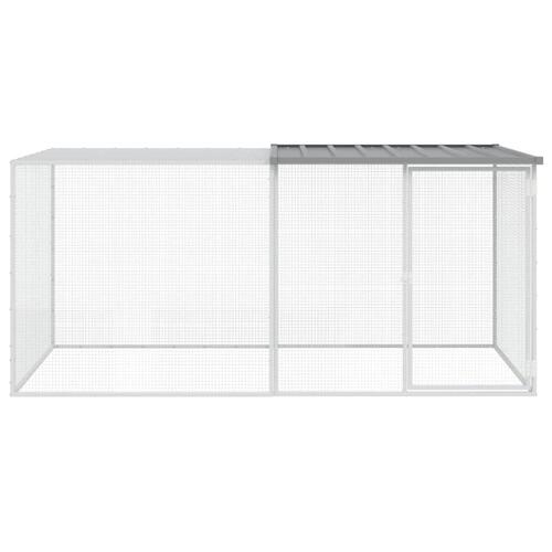 Hønsebur med tag 203x98x90 cm galvaniseret stål lysegrå