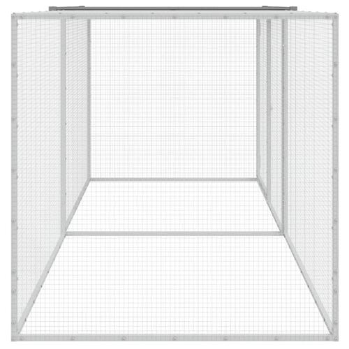 Hønsebur med tag 203x98x90 cm galvaniseret stål lysegrå