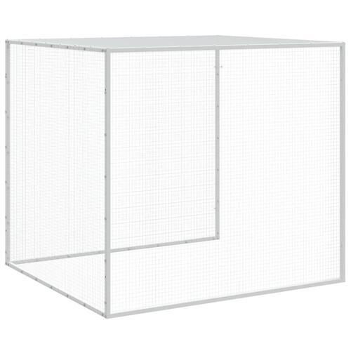 Hønsebur med tag 203x98x90 cm galvaniseret stål lysegrå