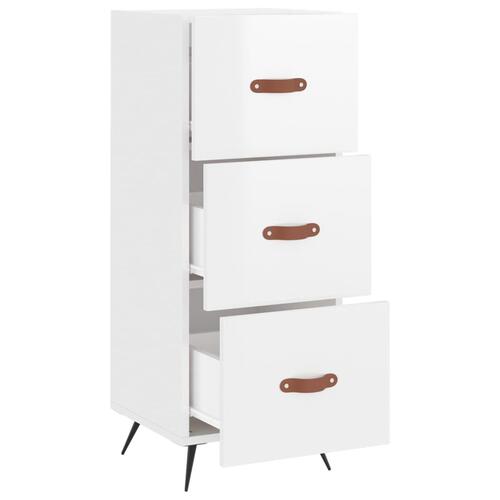 Skænk 34,5x34x90 cm konstrueret træ hvid højglans