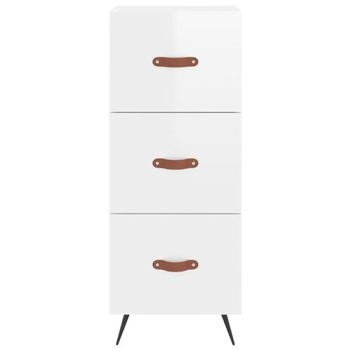 Skænk 34,5x34x90 cm konstrueret træ hvid højglans