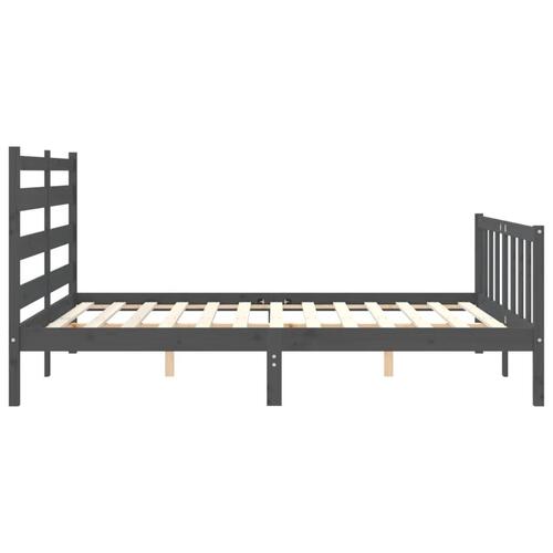 Sengeramme med sengegavl kingsize massivt træ grå