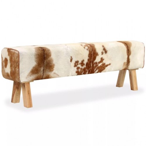 Bænk ægte gedelæder 160 x 28 x 50 cm