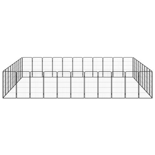 40-panels hundegård 50x100 cm pulverlakeret stål sort
