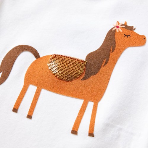 Langærmet T-shirt til børn str. 140 ecrufarvet