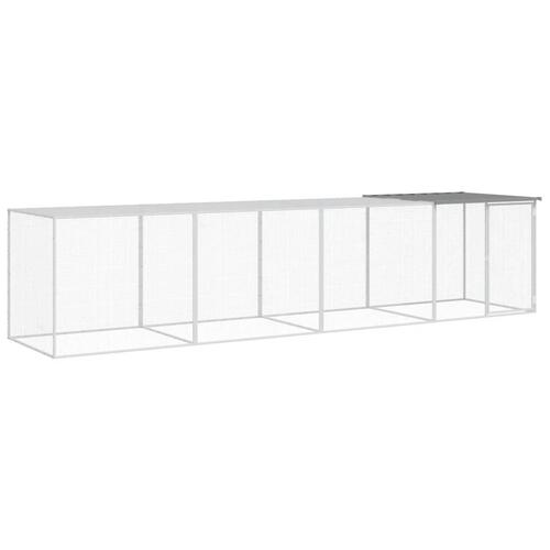 Hønsebur med tag 403x98x90 cm galvaniseret stål lysegrå