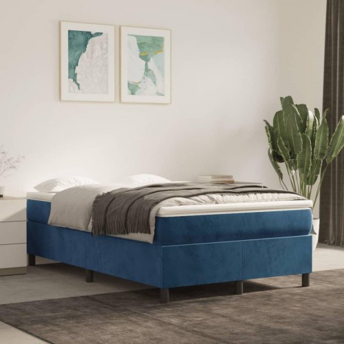 Boxspring sengeramme i fløjl - mørkeblå 120×200 cm