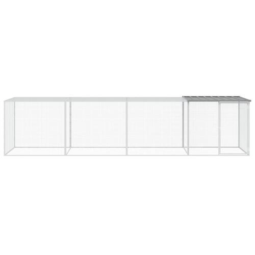 Hønsebur med tag 403x98x90 cm galvaniseret stål lysegrå