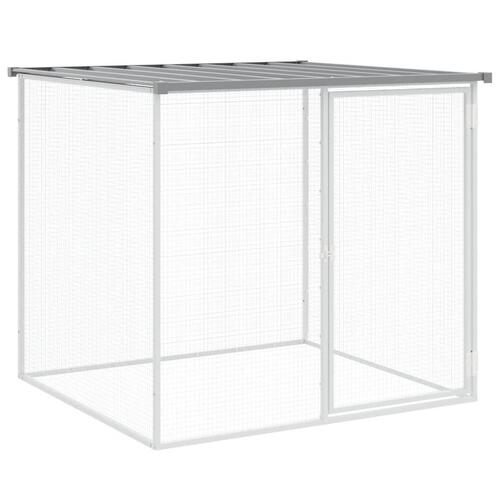 Hønsebur med tag 403x98x90 cm galvaniseret stål lysegrå