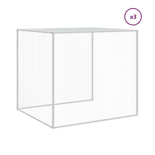 Hønsebur med tag 403x98x90 cm galvaniseret stål lysegrå