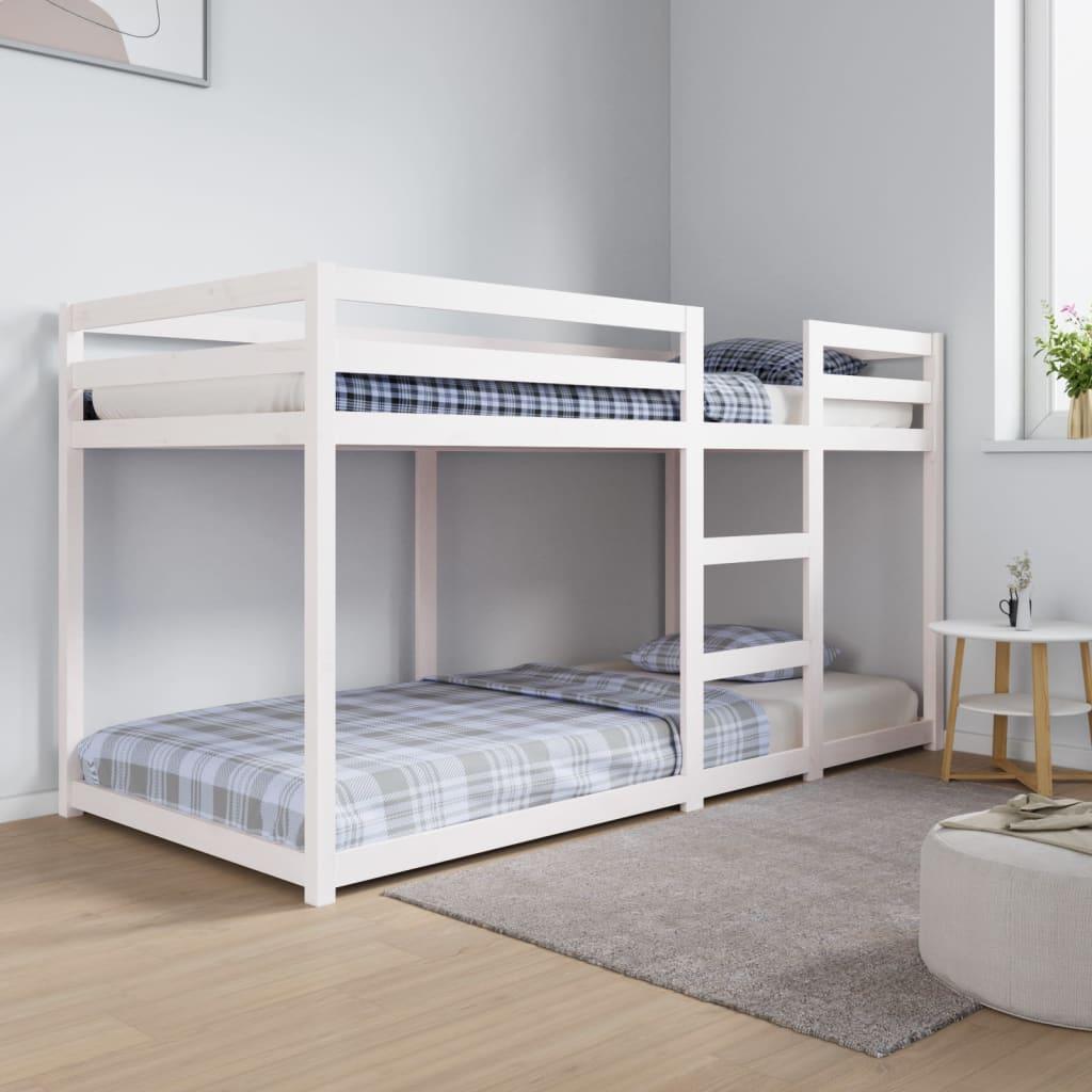 Køjeseng 90x200 cm massivt fyrretræ hvid