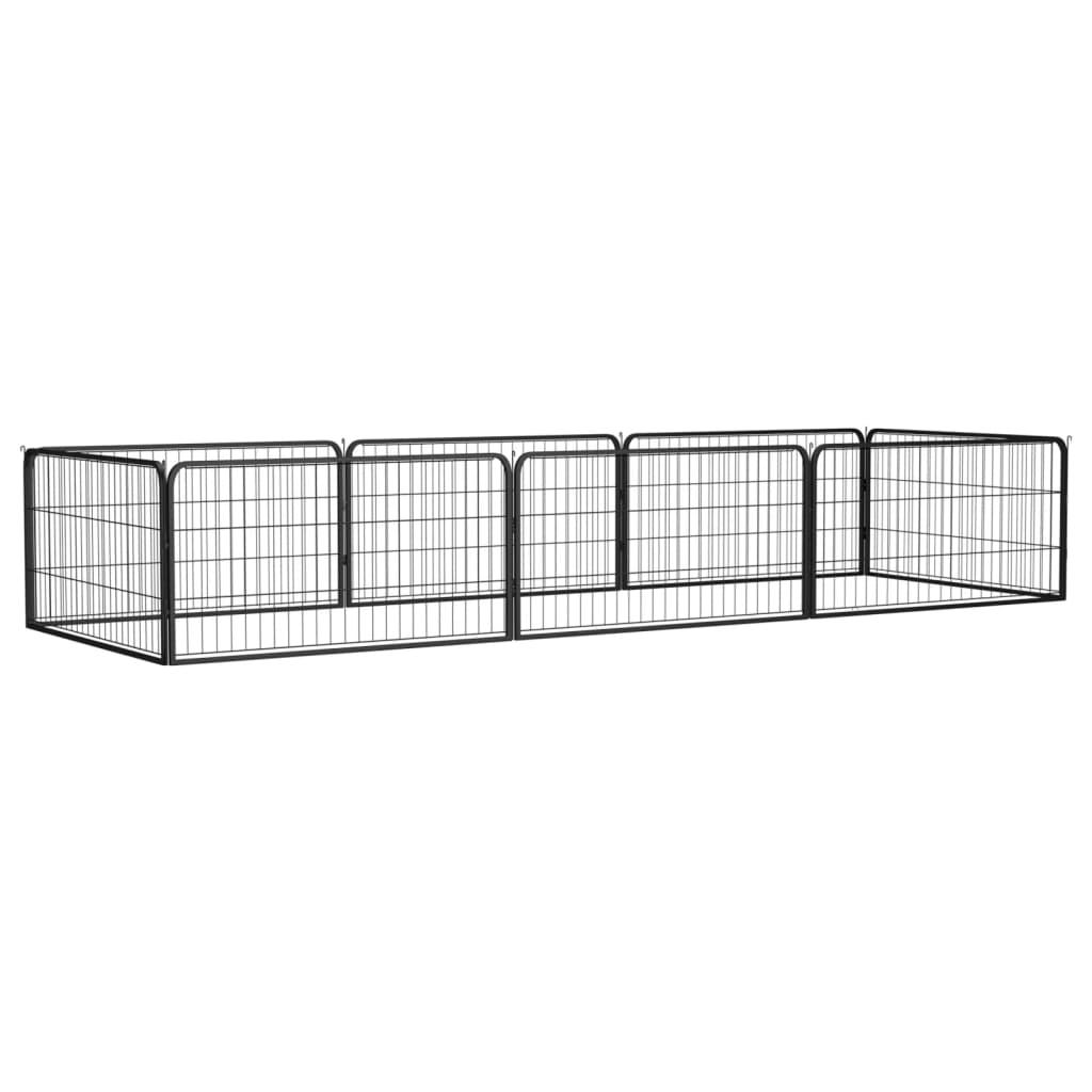 8-panels hundegård 100x50 cm pulverlakeret stål sort