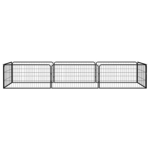 8-panels hundegård 100x50 cm pulverlakeret stål sort