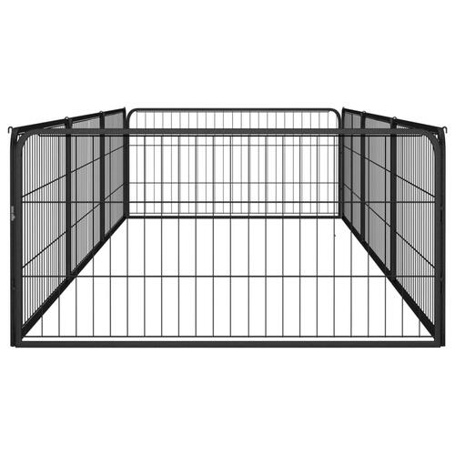8-panels hundegård 100x50 cm pulverlakeret stål sort
