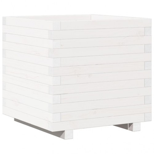 Plantekasse i massivt fyrretræ 50 x 50 x 49,5 cm - hvid