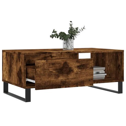 Sofabord 90x50x36,5 cm konstrueret træ røget egetræsfarve