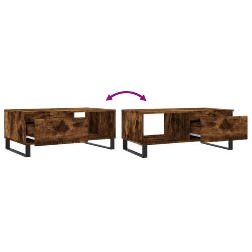 Sofabord 90x50x36,5 cm konstrueret træ røget egetræsfarve