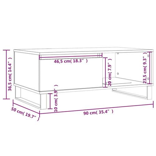 Sofabord 90x50x36,5 cm konstrueret træ røget egetræsfarve