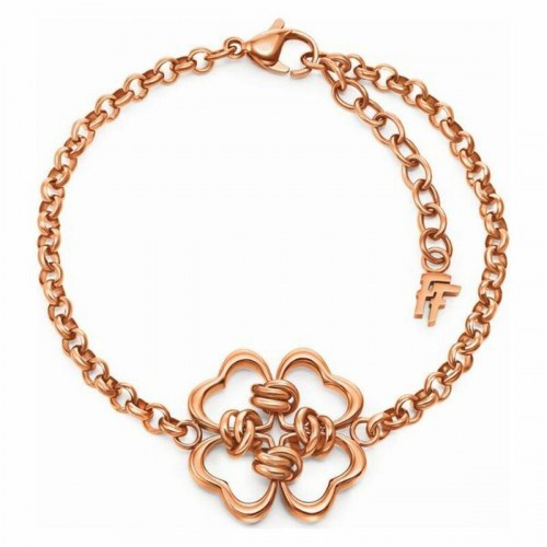Armbånd i stål - 17 cm, pink/rosaguld