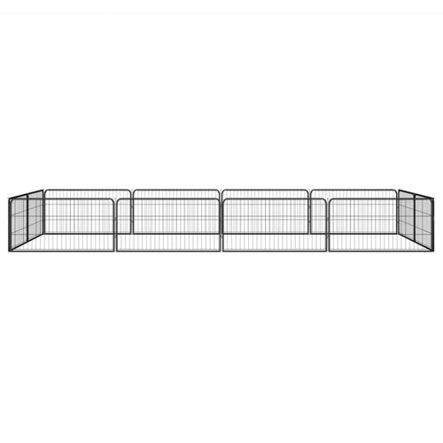 12-panels hundegård 100x50 cm pulverlakeret stål sort