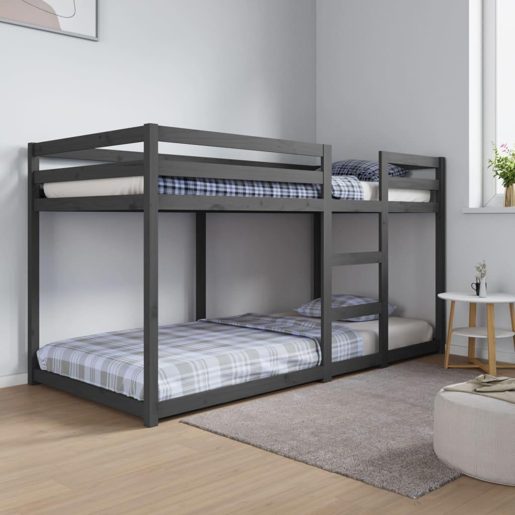 Køjeseng 90x200 cm massivt fyrretræ grå