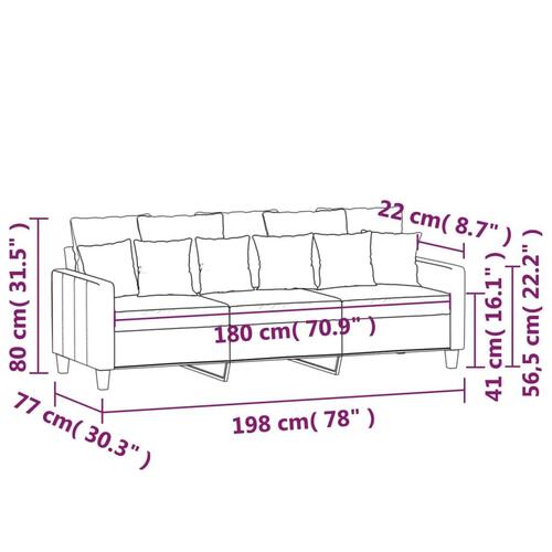 3-personers sofa 180 cm stof mørkegrå