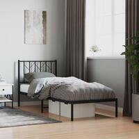 Sengeramme med sengegavl 80x200 cm metal sort