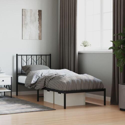 Sengeramme med sengegavl 80x200 cm metal sort