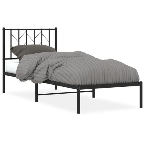 Sengeramme med sengegavl 80x200 cm metal sort
