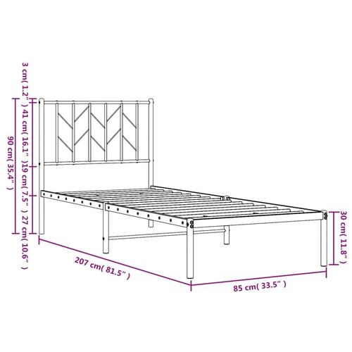 Sengeramme med sengegavl 80x200 cm metal sort