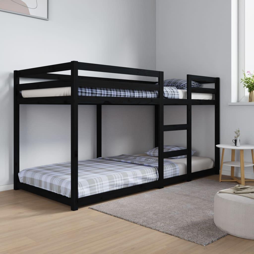 Køjeseng 90x200 cm massivt fyrretræ sort