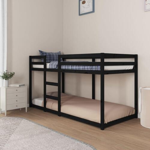 Køjeseng 90x200 cm massivt fyrretræ sort