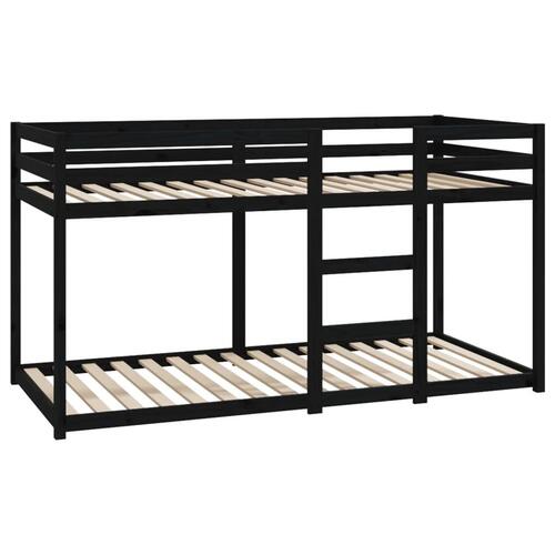 Køjeseng 90x200 cm massivt fyrretræ sort