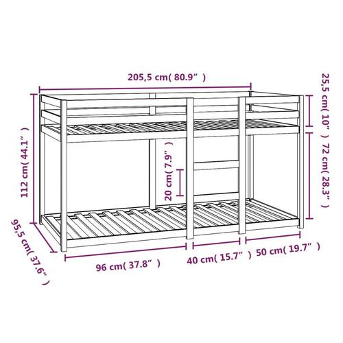 Køjeseng 90x200 cm massivt fyrretræ sort