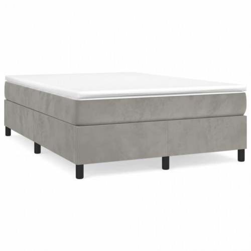 Boxspring sengeramme i fløjl - lysegrå 140x190 cm