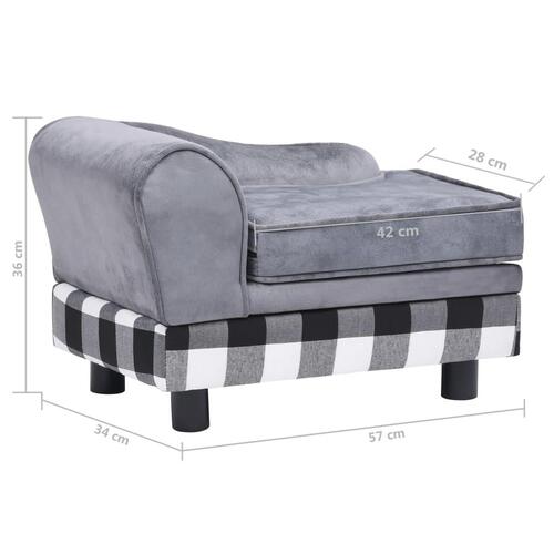Hundesofa 57x34x36 cm plys grå