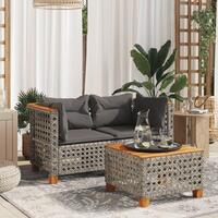 Hjørnemoduler til havesofa 2 stk. med hynder polyrattan grå