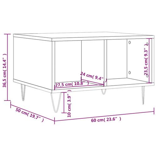 Sofabord 60x50x36,5 cm konstrueret træ hvid