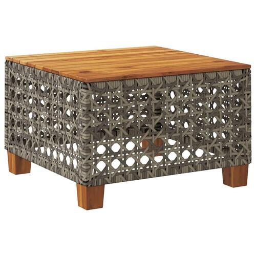 Havebord 55x55x36 cm polyrattan og akacietræ grå
