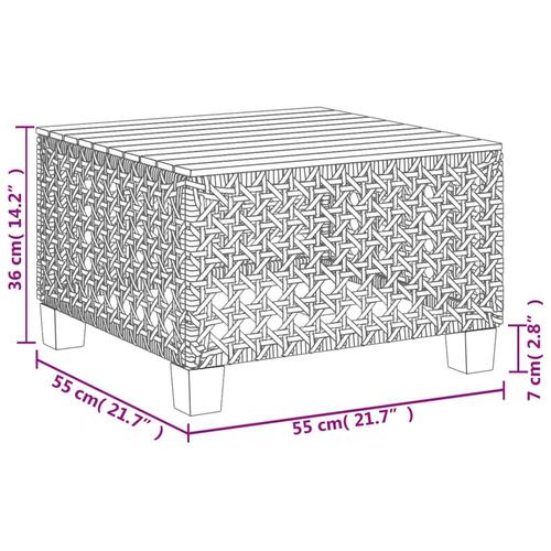 Havebord 55x55x36 cm polyrattan og akacietræ grå