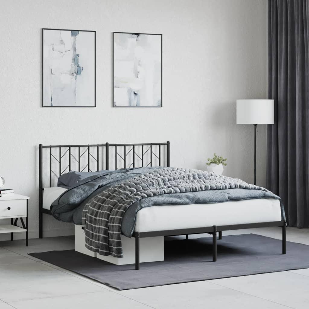 Sengeramme med sengegavl 140x190 cm metal sort billede