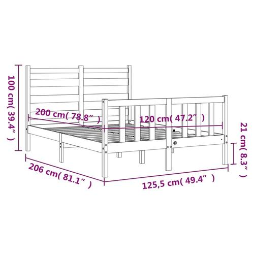 Sengeramme uden madras 120x200 cm massivt fyrretræ