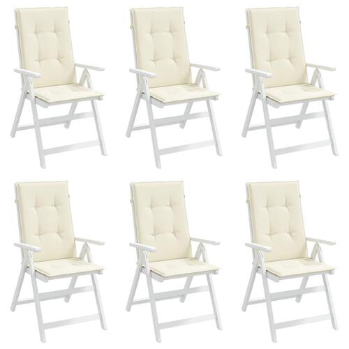 Stolehynder m. høj ryg 6 stk. 120x50x3 cm stof cremefarvet