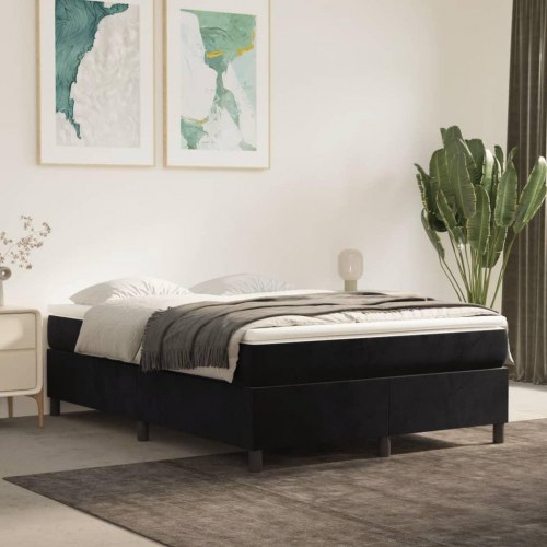Boxspring sengeramme i fløjl - sort 140 x 190 cm