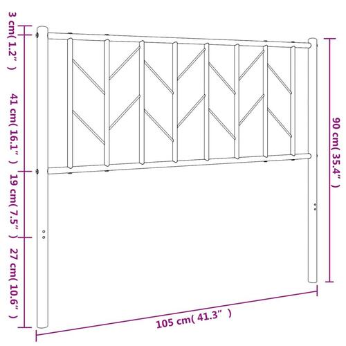 Sengegavl 100 cm metal sort