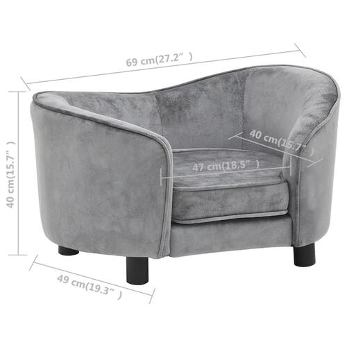 Hundesofa 69x49x40 cm plys grå