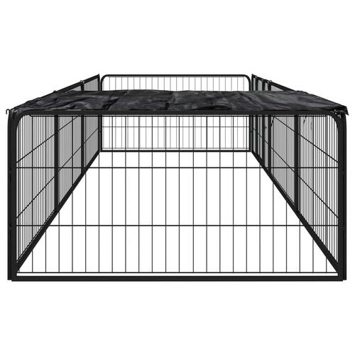 8-panels hundegård 100x50 cm pulverlakeret stål sort