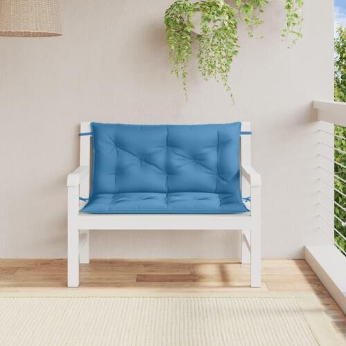 Hynder til havebænk 2 stk. 100x50x7 cm stof meleret blå