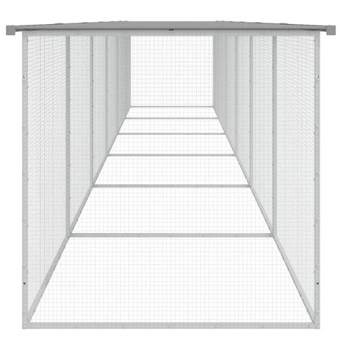 Hønsebur med tag 603x98x90 cm galvaniseret stål lysegrå