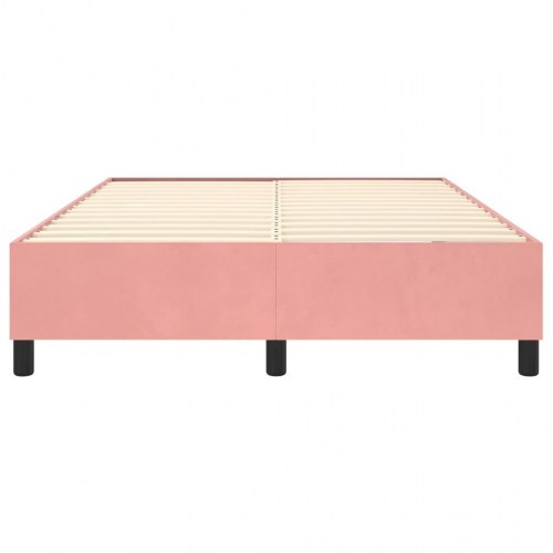 Boxspring sengeramme 140x190 cm - fløjl, lyserød